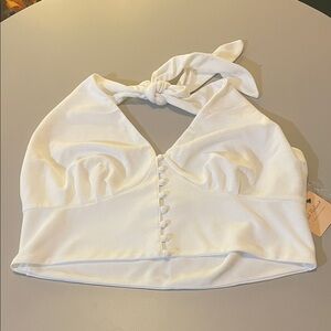 Smak Parlour White Textured Halter Top